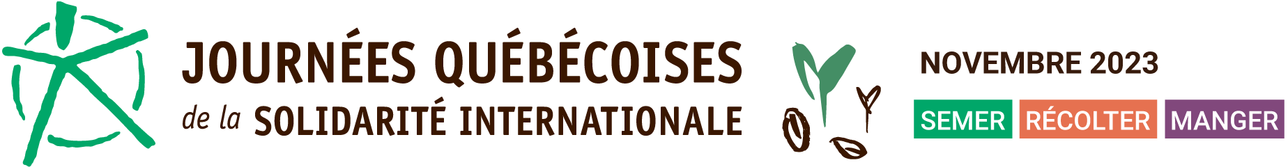 Logo 2023 des Journées québécoises de la solidarité interantionale (JQSI) – AQOCI